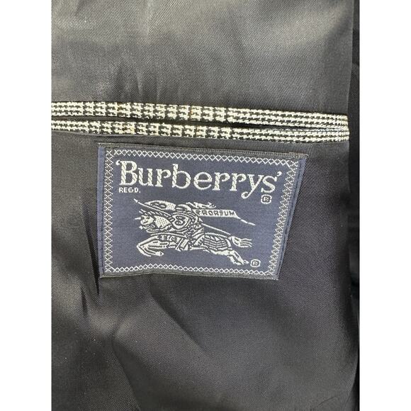 Burberry Saks Fifth Avenue Blazer Black White Plaid Houndstooth Pure Silk VTG - Picture 5 of 13
